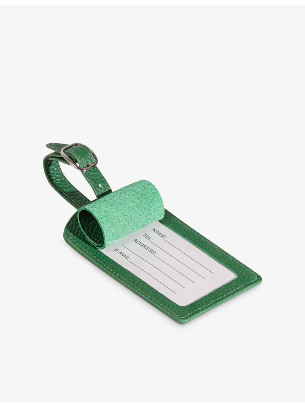 Mintapple top grain leather luggage tag with adjustable loop, imported from the UK