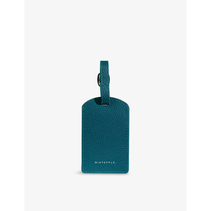 Mintapple top grain leather luggage tag 11.5cm x 7cm, imported from the UK