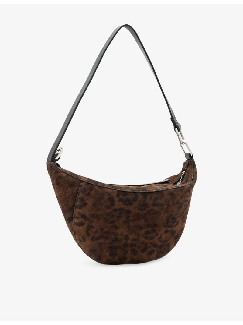 AllSaints Luna Leppo suede shoulder bag leopard print - British product