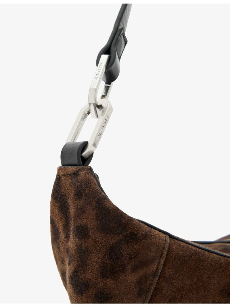AllSaints Luna Leppo suede shoulder bag leopard print - British product