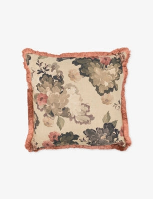Soho Home Skylar printed linen cushion 50x50cm, imported from the UK