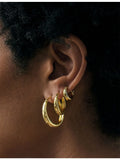 Astley Clarke 18ct gold plated star hoop earrings with sapphires (British brand)