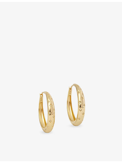 selfridges Astley Clarke Maxi Tiny Star 18ct Yellow-Gold Plated Sterling-Silver And Lab-Grown White-Sapphire Hoop Earrings- Buy online at McGrocer