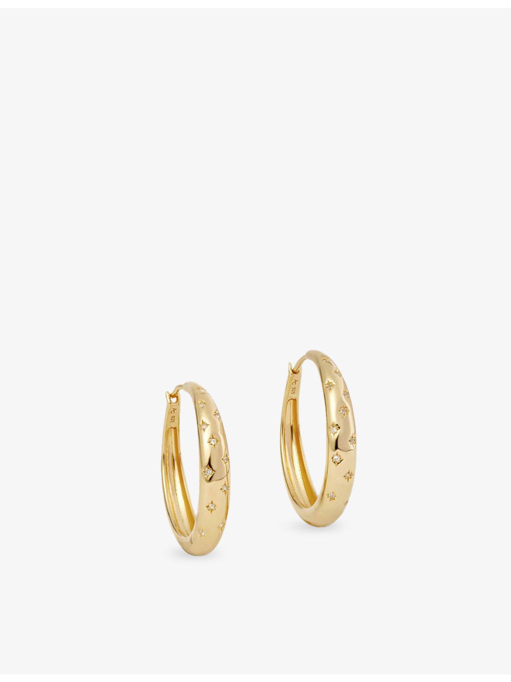 Astley Clarke 18ct gold plated star hoop earrings with sapphires (British brand)