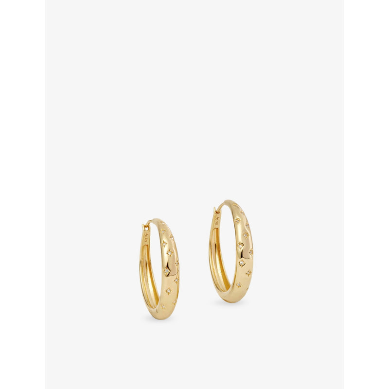 Astley Clarke 18ct gold plated star hoop earrings with sapphires (British brand)