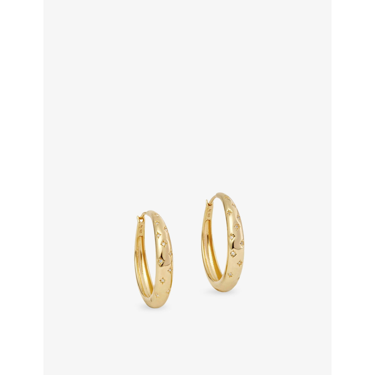 Astley Clarke 18ct gold plated star hoop earrings with sapphires (British brand)
