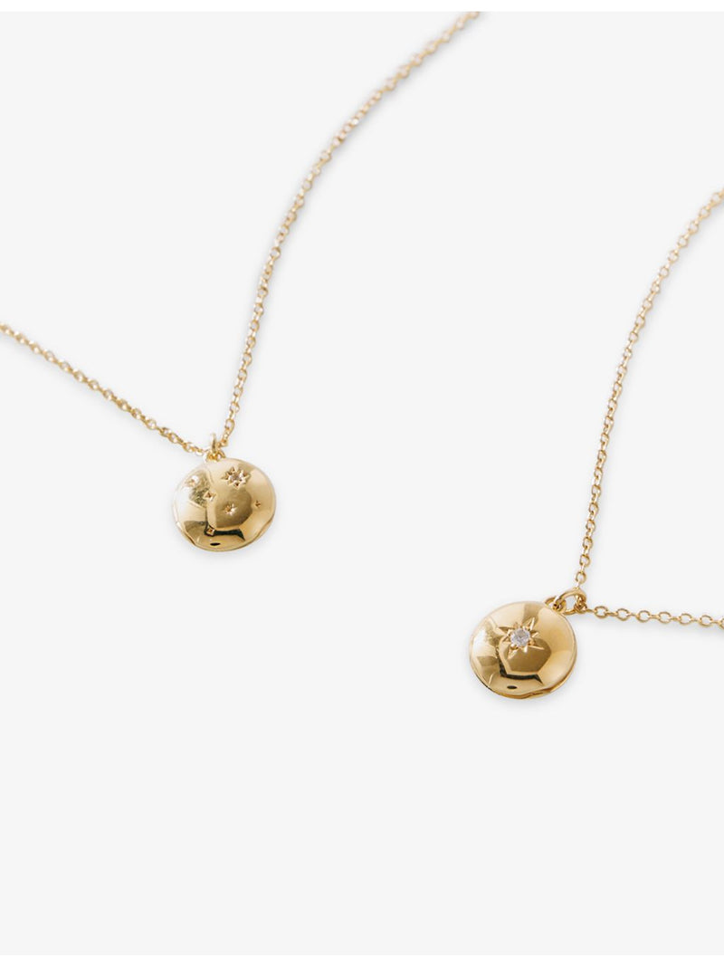 Astley Clarke yellow gold locket necklace with lab-grown white sapphires, UK version