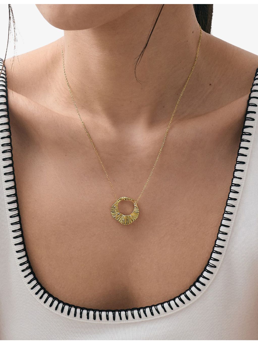 Astley Clarke gold and white sapphire pendant necklace, imported from the UK