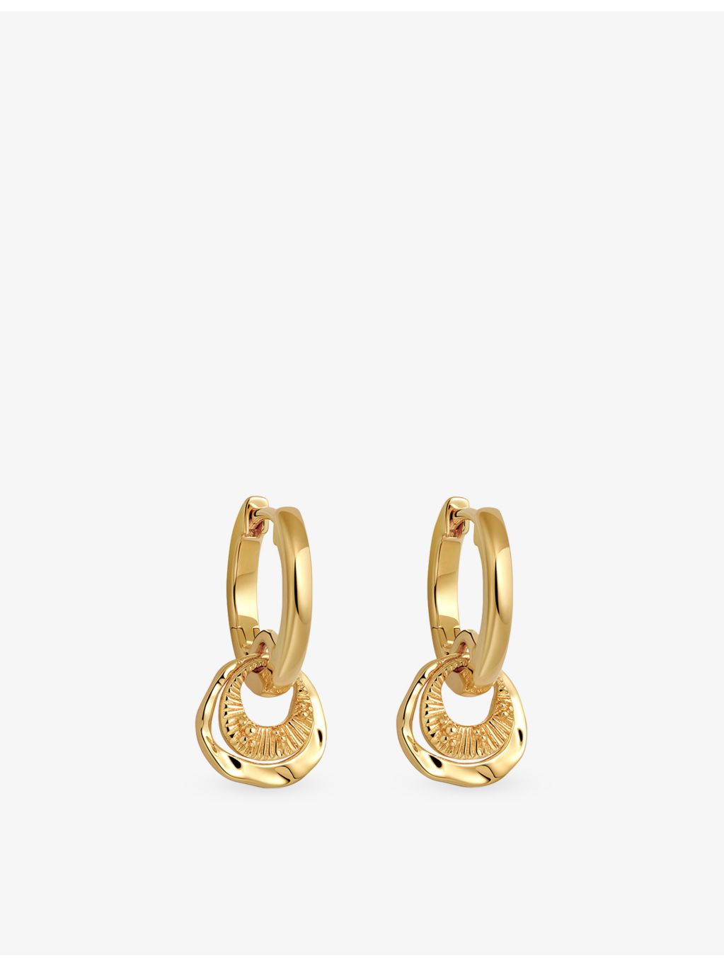 Astley Clarke 18ct yellow gold drop huggies earrings, UK version