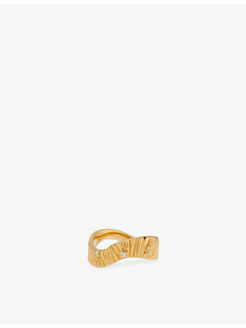 Astley Clarke 18ct yellow gold vermeil lab-grown white sapphire ring, UK version