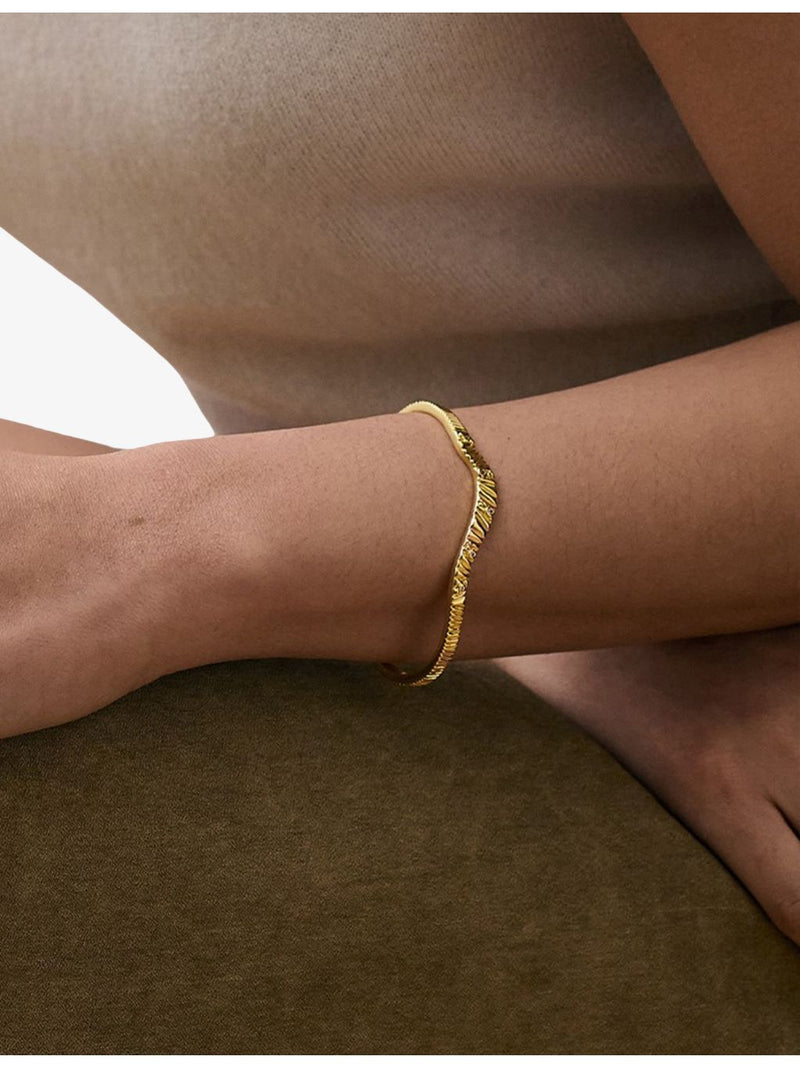 Astley Clarke 18ct yellow gold cuff bangle 58mm sterling silver (British brand)