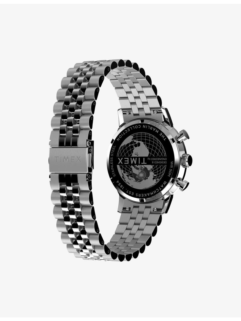 Timex Marlin chronograph tachymeter stainless steel watch 40mm, imported from the UK