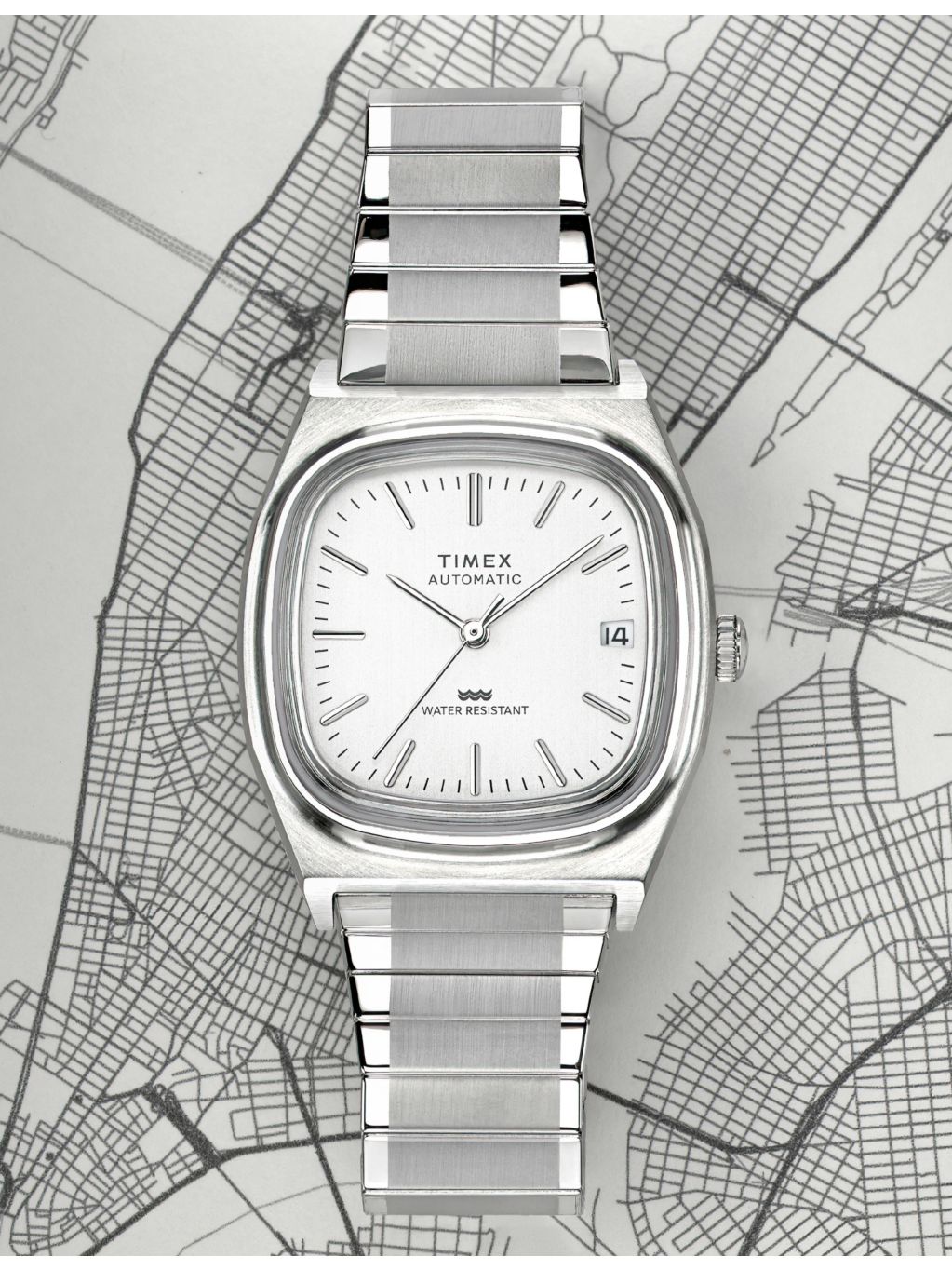 Timex 1983 E Line Reissue automatic watch 34mm stainless steel, UK version