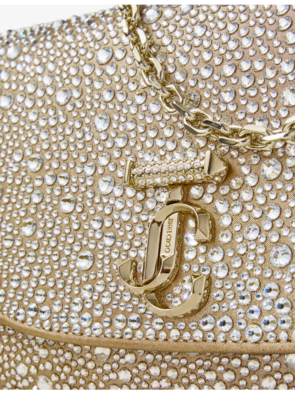 Jimmy Choo rhinestone suede clutch bag with chain strap (British brand)