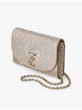 Jimmy Choo rhinestone suede clutch bag with chain strap (British brand)