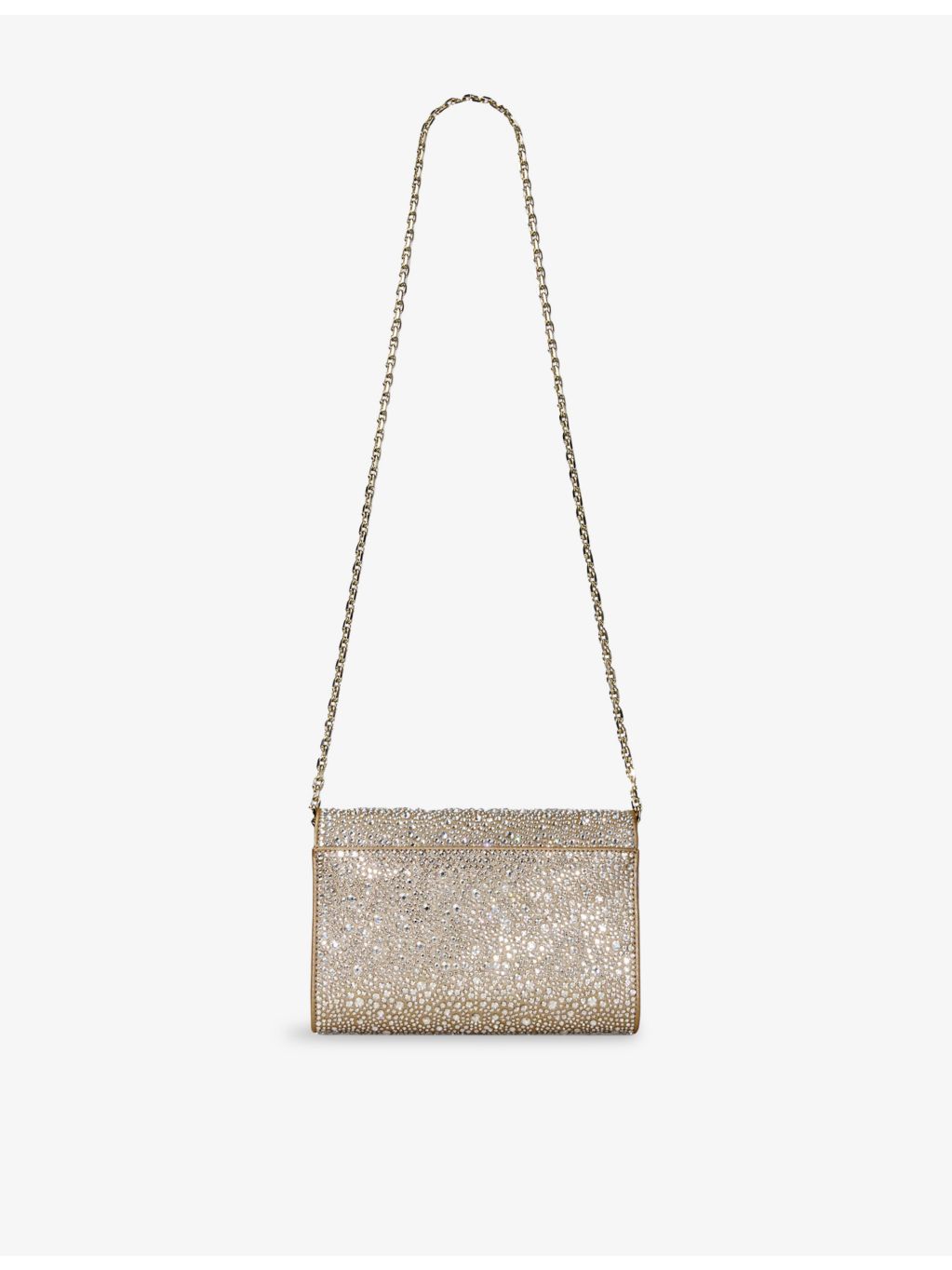 Jimmy Choo rhinestone suede clutch bag with chain strap (British brand)