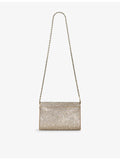 Jimmy Choo rhinestone suede clutch bag with chain strap (British brand)