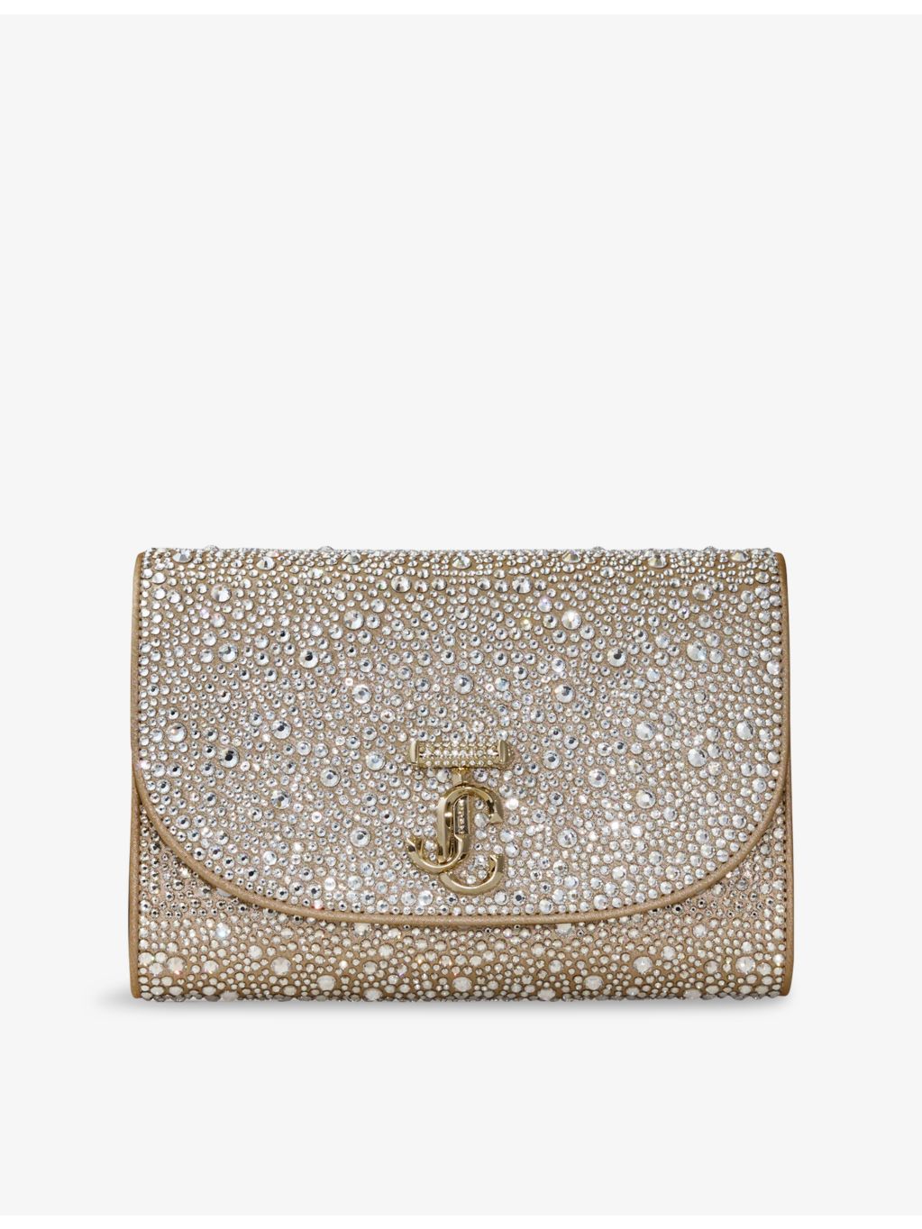 Jimmy Choo rhinestone suede clutch bag with chain strap (British brand)