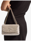 Jimmy Choo Curve rhinestone suede cross body bag 19cm wide (British brand)