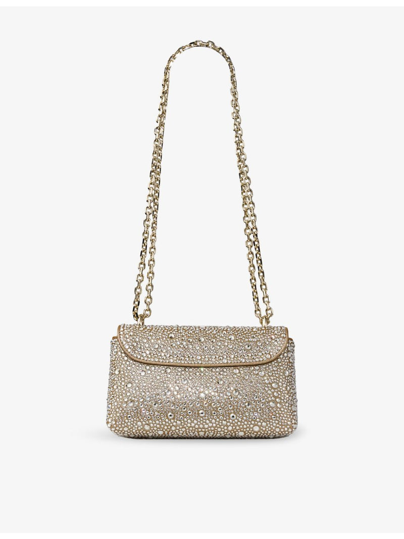 Jimmy Choo Curve rhinestone suede cross body bag 19cm wide (British brand)