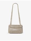 Jimmy Choo Curve rhinestone suede cross body bag 19cm wide (British brand)
