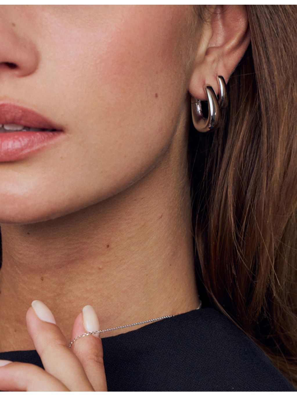 Sif Jakobs hoop earrings sterling silver white zirconia 23mm - British product