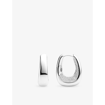 selfridges Sif Jakobs Borsa Pianura Grande Sterling Silver and Cubic Zirconia Hoop Earrings- Buy online at McGrocer