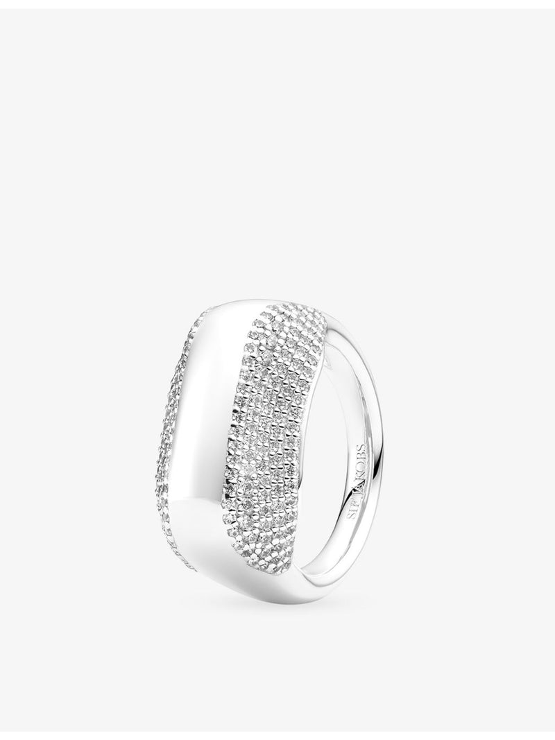 Sif Jakobs rhodium-plated sterling silver cubic zirconia ring (British brand)