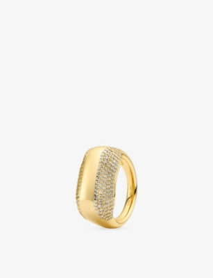 Borsa 18ct Yellow Gold-Plated Sterling-Silver and Cubic Zirconia Ring - K