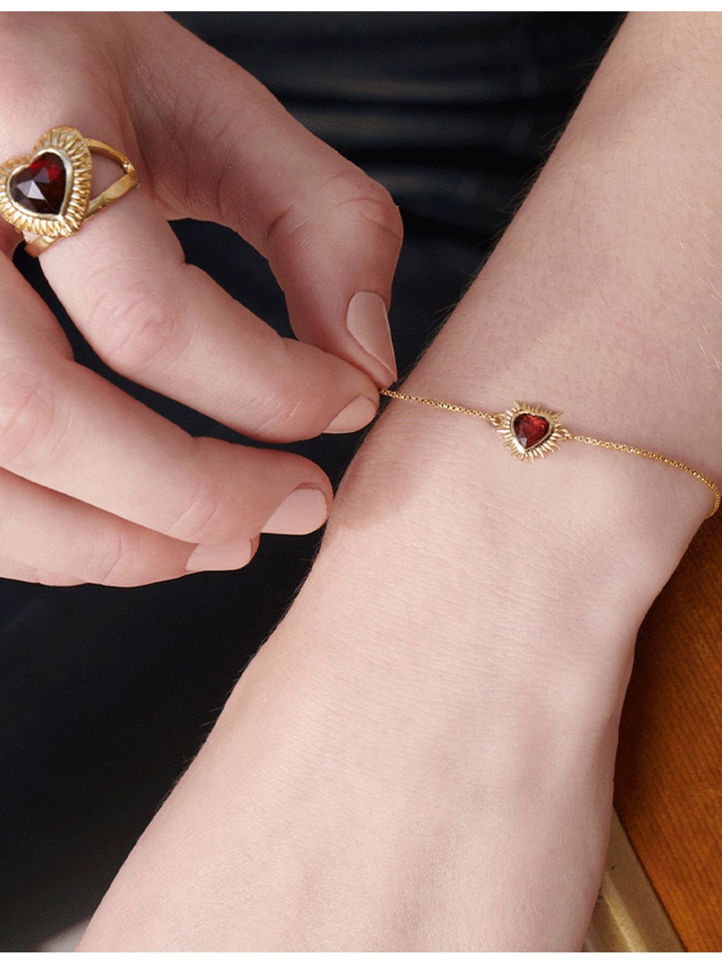 Rachel Jackson garnet bracelet 22ct gold plated sterling silver, UK version