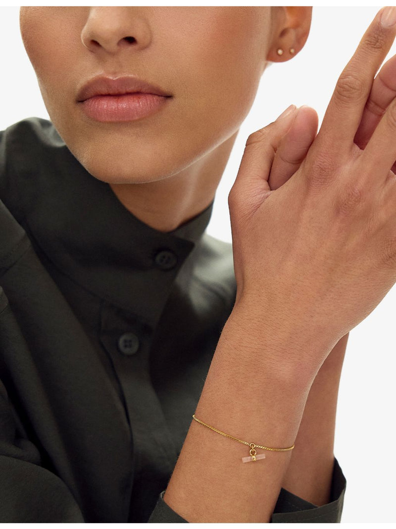 Rachel Jackson Mini Love T-Bar rose quartz bracelet - British product