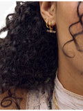 Rachel Jackson huggie hoop earrings with rose quartz pendant, UK version
