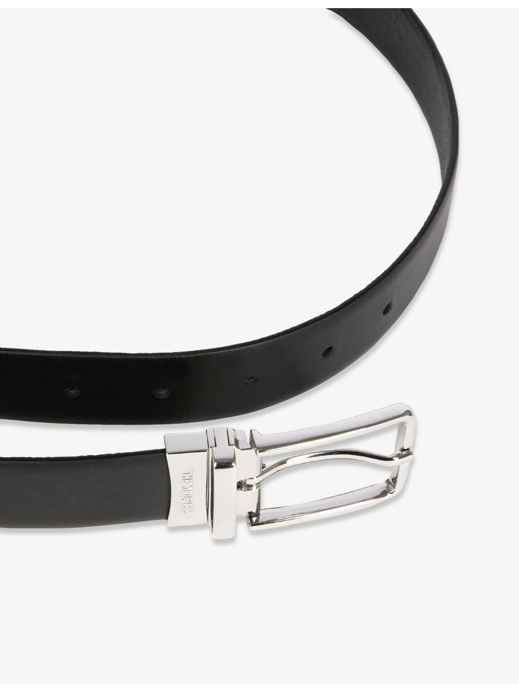 The Kooples leather belt with rectangular buckle, imported from the UK