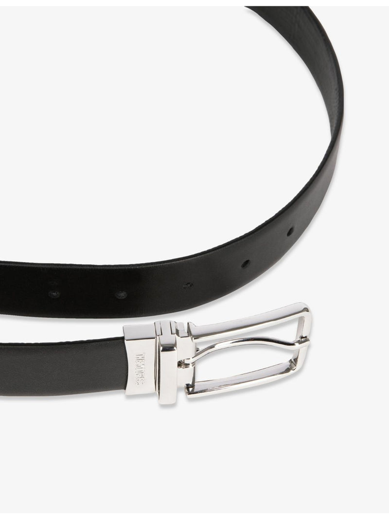 The Kooples leather belt with rectangular buckle, imported from the UK
