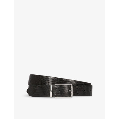 selfridges The Kooples Rectangular-Buckle Leather Belt- Buy online at McGrocer