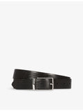 The Kooples leather belt with rectangular buckle, imported from the UK