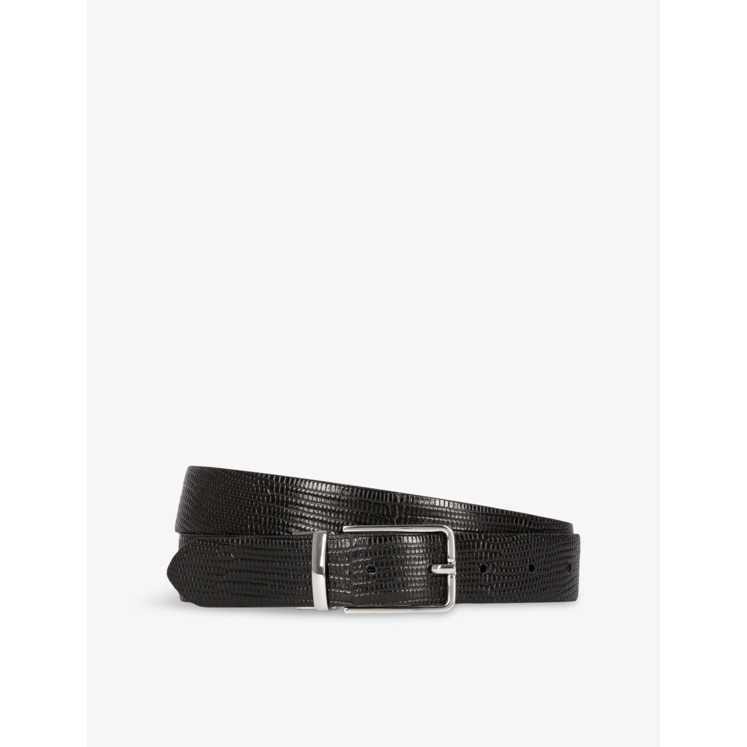 Rectangular-Buckle Leather Belt - XS
