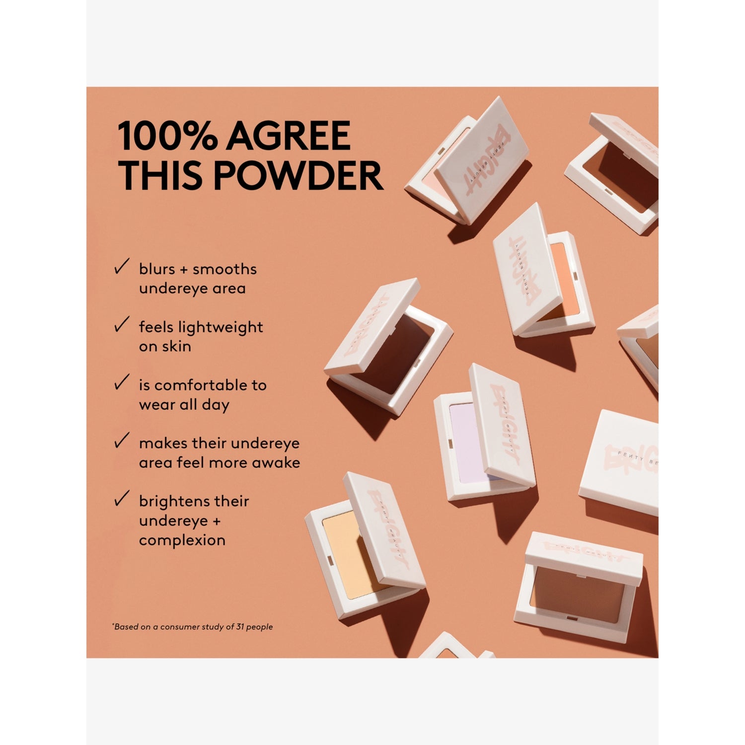 Fenty Beauty Bright Fix blurring powder 8.5g, imported from the UK