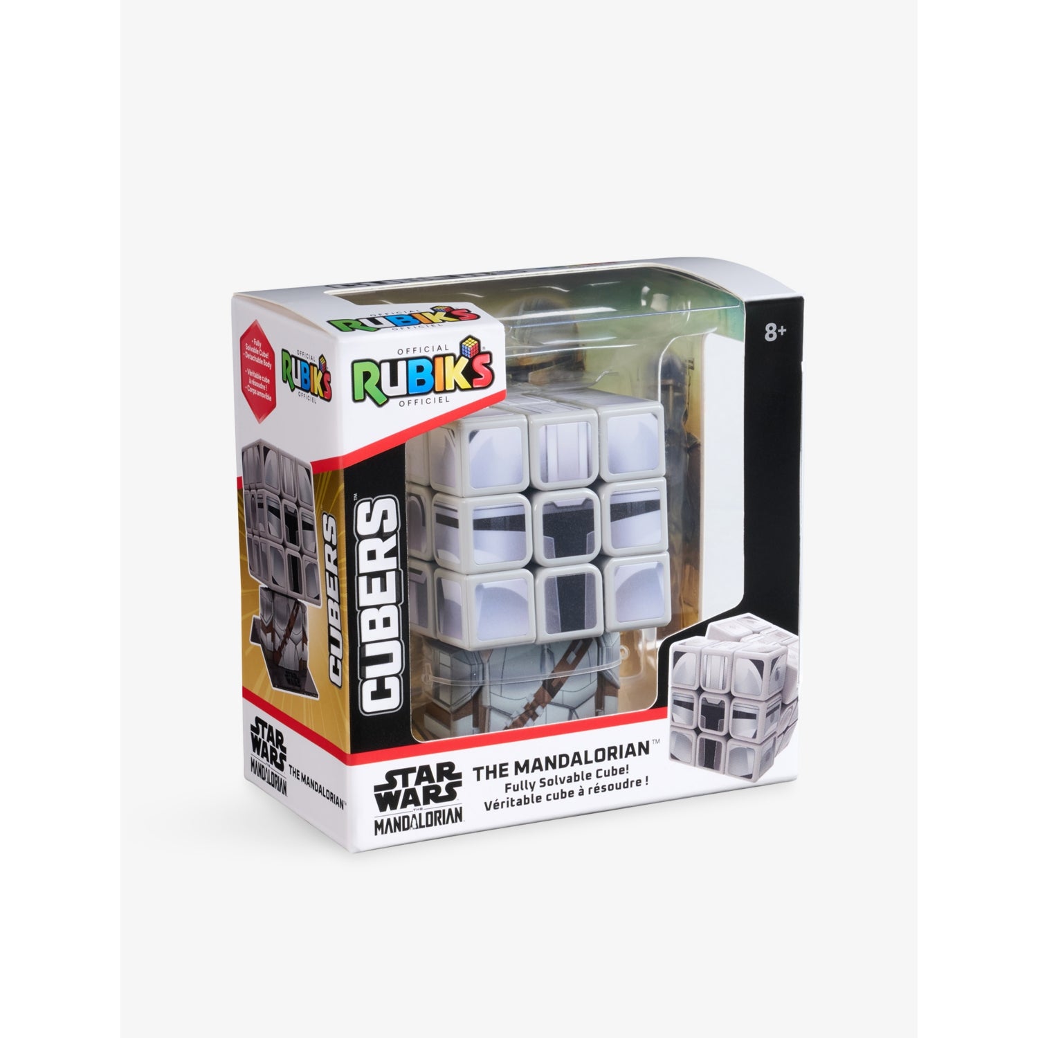 Rubik's 3x3 Mandalorian cuber toy with custom stand, UK version