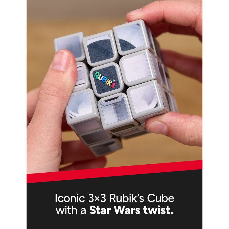 Rubik's 3x3 Mandalorian cuber toy with custom stand, UK version