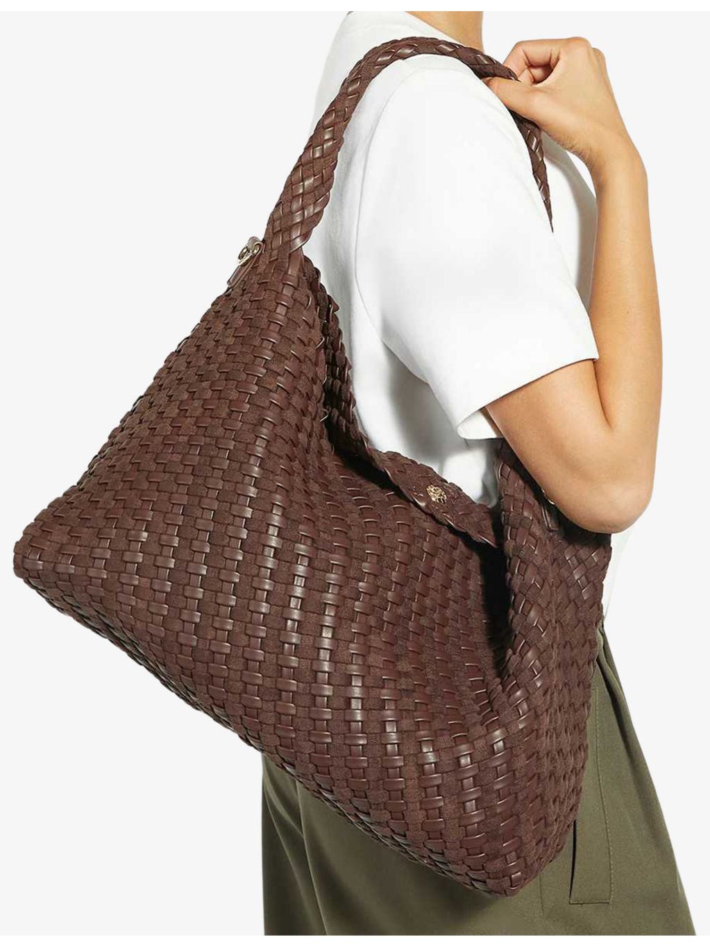 Dune large woven faux-leather shoulder bag - British product