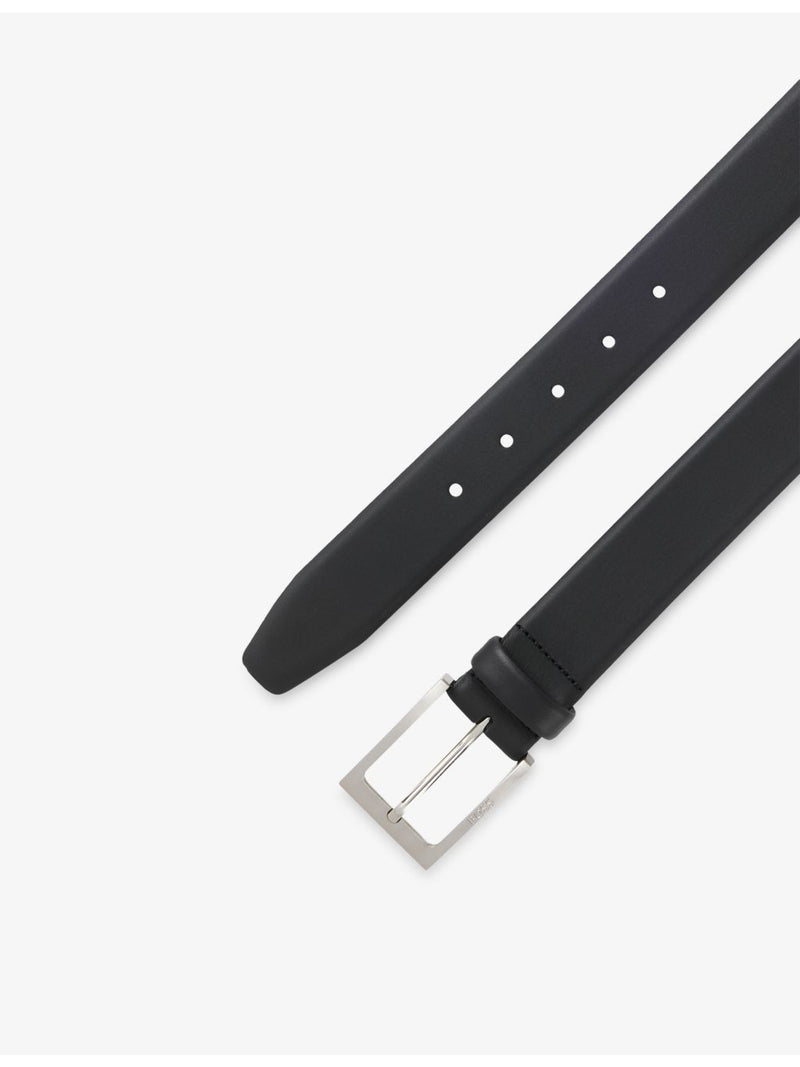 BOSS leather belt with logo buckle in 3.5cm width (British brand)