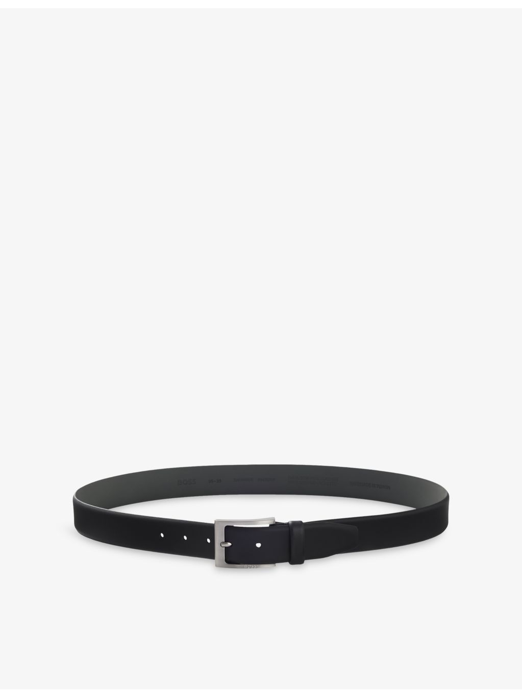 BOSS leather belt with logo buckle in 3.5cm width (British brand)