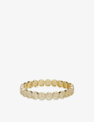 Lisa Gozlan The Pavé Happy Face 18ct Yellow Gold Plated Brass and Cubic Zirconia Bracelet