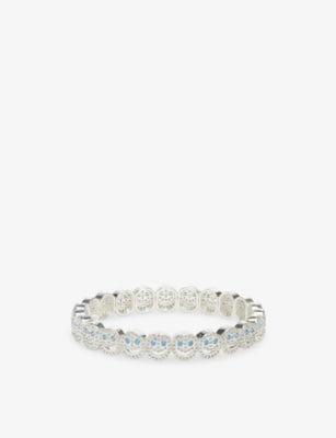 Lisa Gozlan 18ct Silver Plated Brass and Cubic Zirconia Pavé Happy Face Bracelet