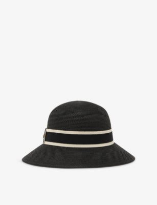 Reiss straw hat with ribbon trim and structured brim (British brand)