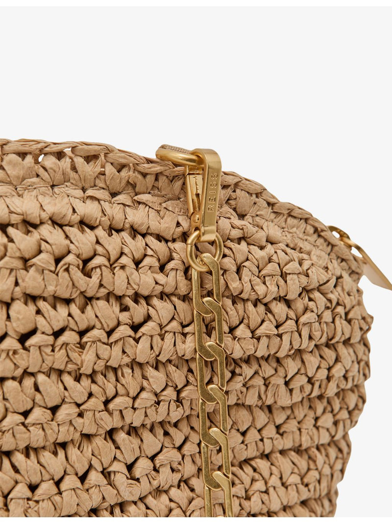 Reiss Fern raffia clutch bag with chain strap - British product
