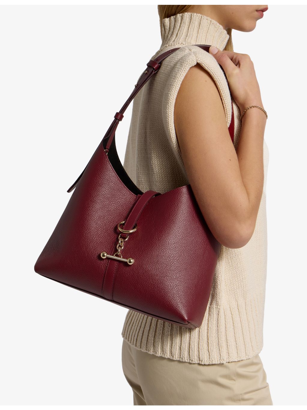 Strathberry Kite hobo leather shoulder bag, imported from the UK