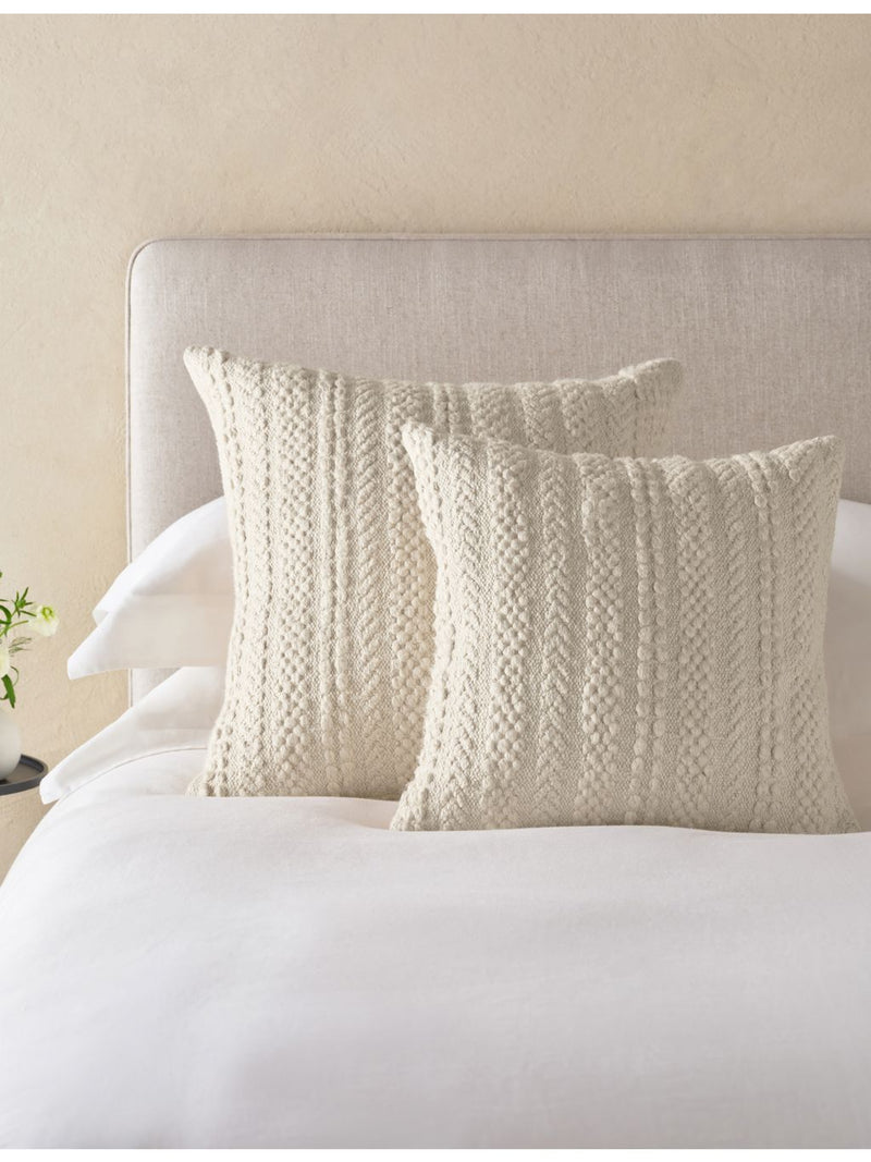 The White Company Napier medium square cotton cushion 50cm - British product