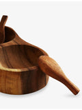 Soho Home wooden salt cellar with two bowls and gold spoons - British product